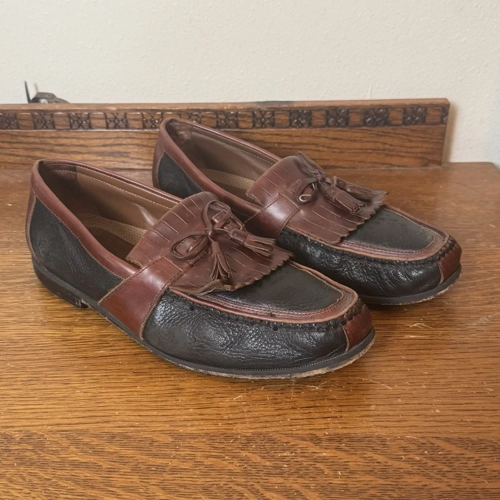 Vintage Johnson & Murphy Tassel‎ Loafers Mens Size 12 Two Tone Leather